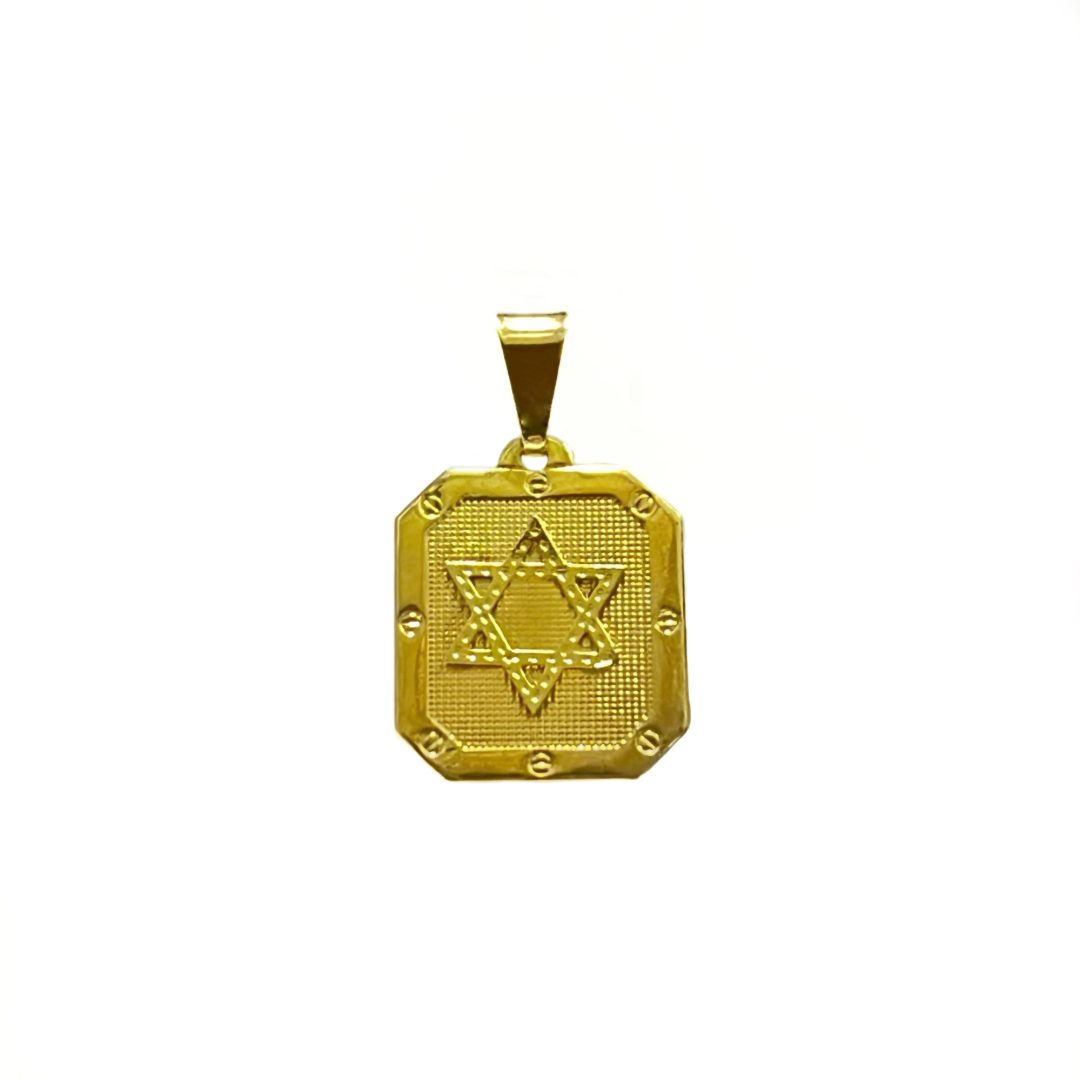 Pingente Placa com Estrela de Davi Banhado a Ouro