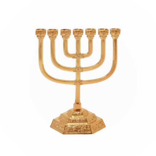 Menorá Pequeno Folheado a Ouro - ISRAEL