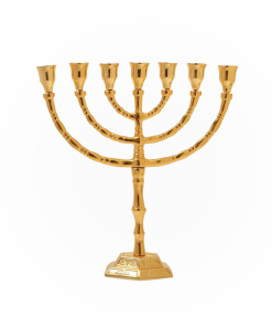 Menorá Tradicional Folheado a Ouro - ISRAEL