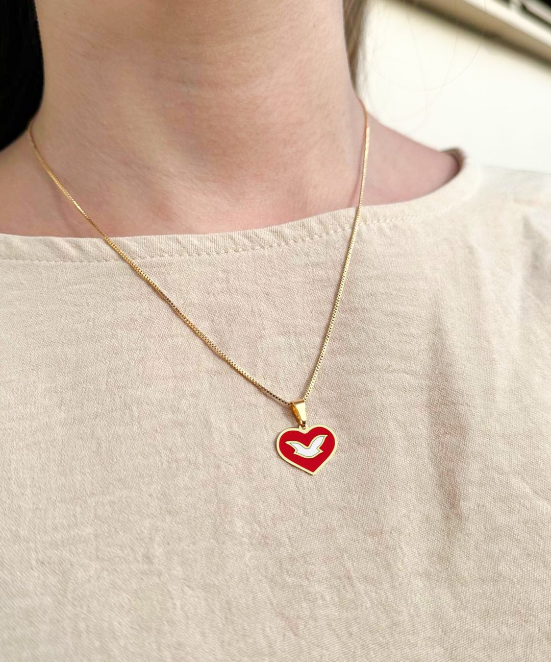 Colar Coração Universal Folheado - Pingente Solto
