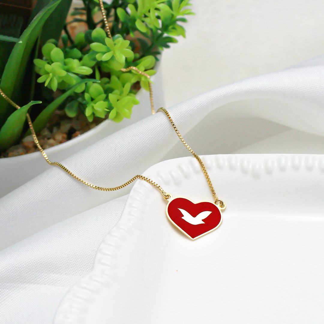Colar Coração Universal Folheado - Pingente Fixo