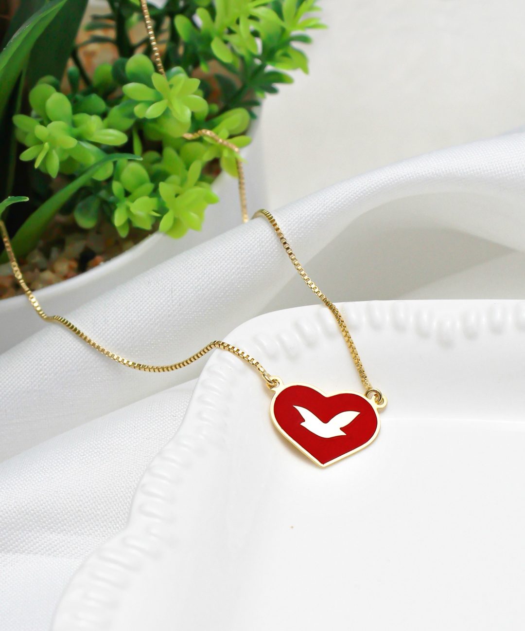 Colar Coração Universal Folheado - Pingente Fixo
