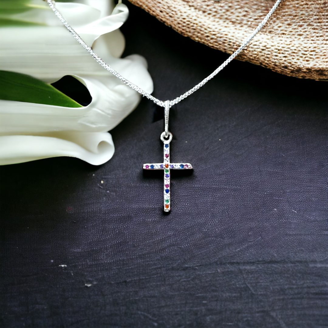 Gargantilha Cruz com Pedras | Prata 925