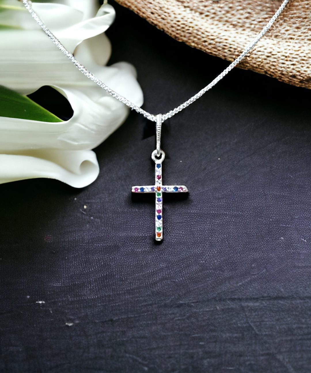 Gargantilha Cruz com Pedras | Prata 925