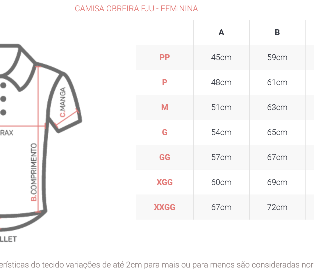 Camisa Obreira FJU - Feminina