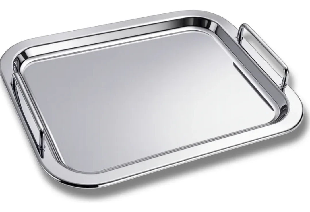 Bandeja de inox retangular com alça