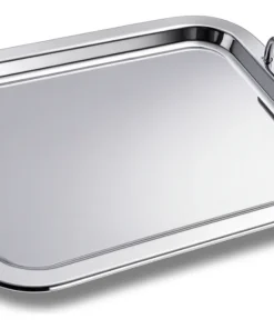 Bandeja de inox retangular com alça