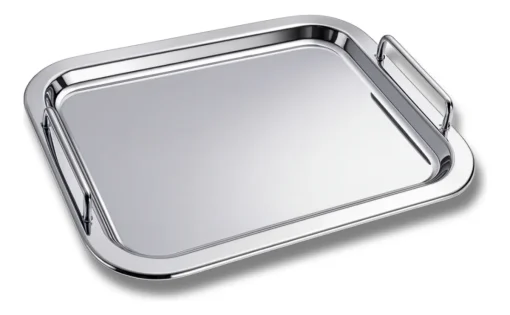 Bandeja de inox retangular com alça