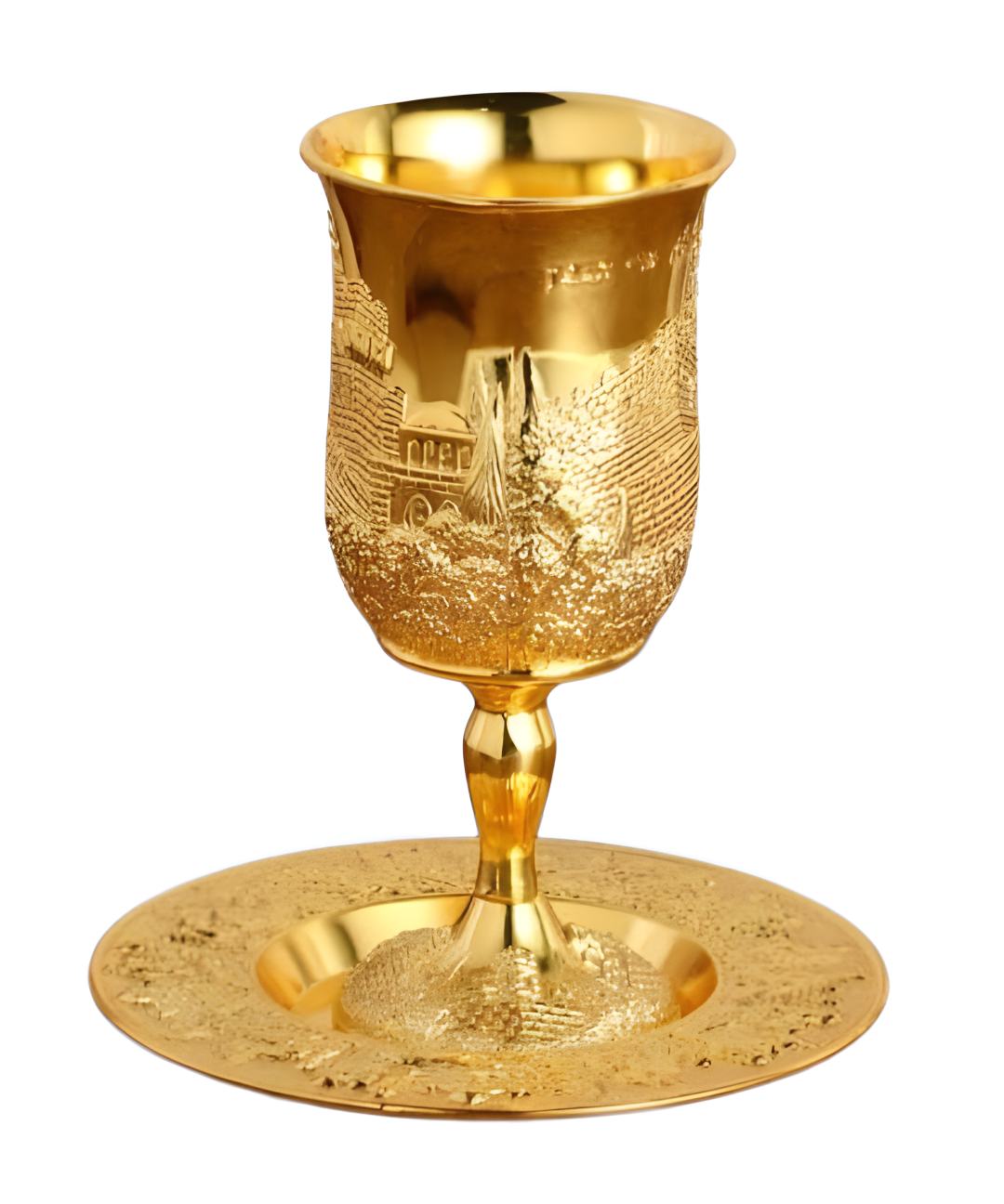 Taça Jerusalém Kiddush Dourada Metal