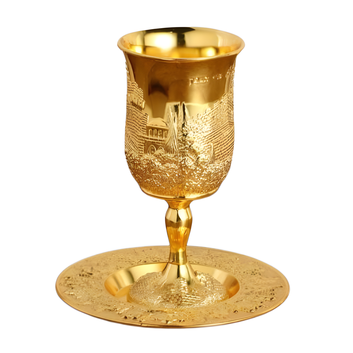 Taça Jerusalém Kiddush Dourada Metal